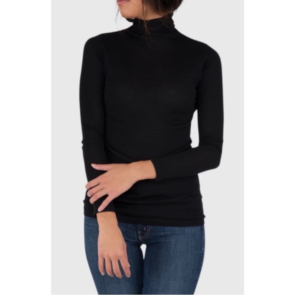 ANN MASHBURN Blue Black 100% Cashmere Turtleneck Sweater Size XS Quiet Luxury